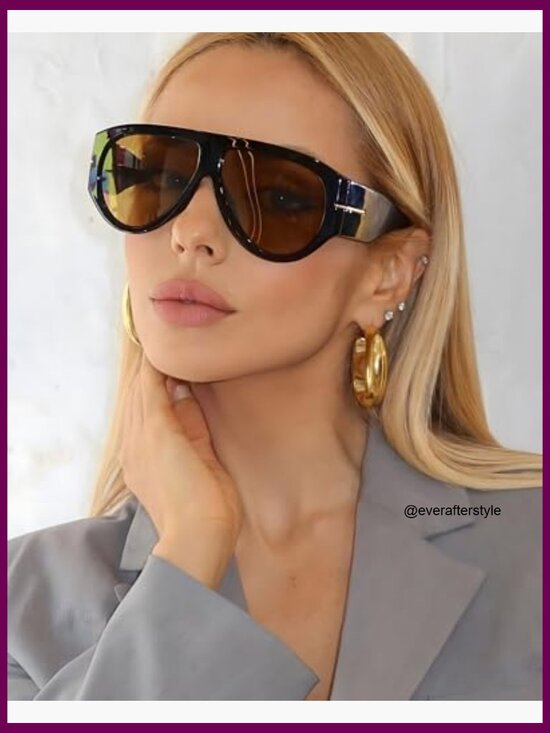 Oversized Retro Aviator Sunglasses with UV400 Protection main image 5